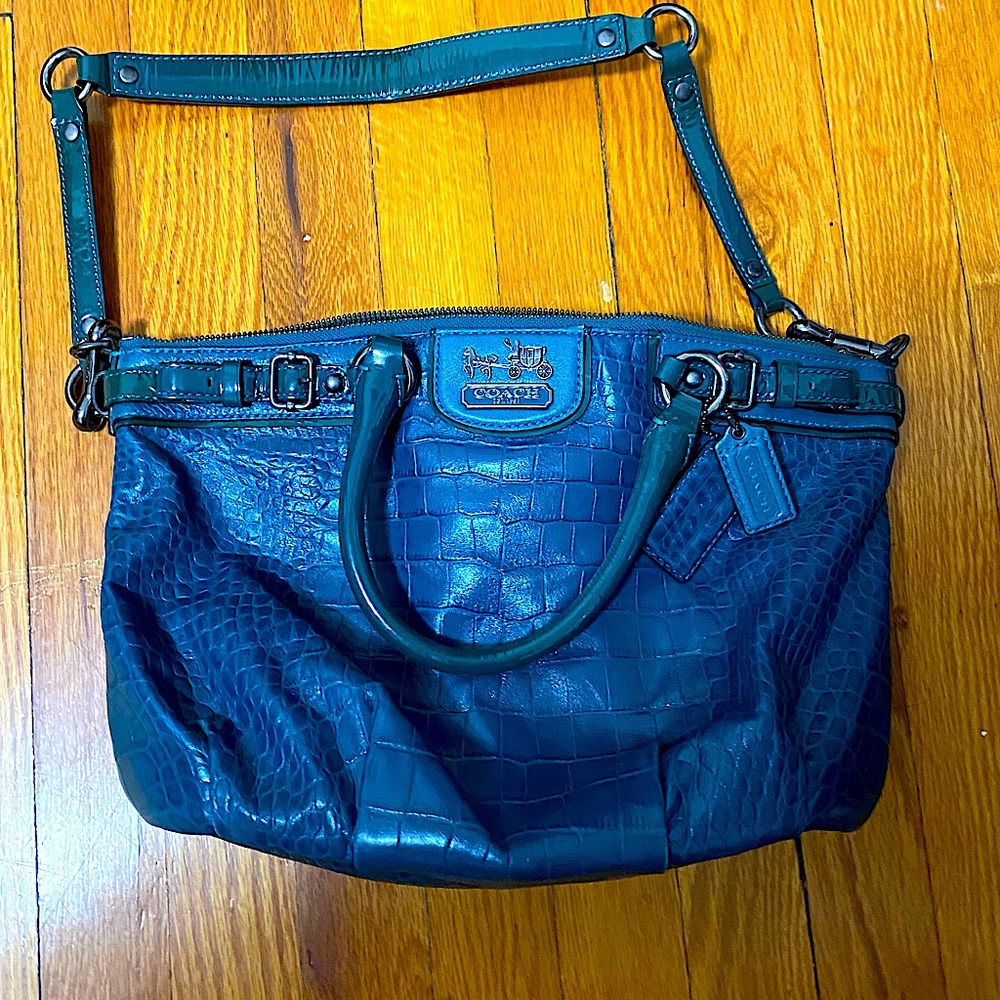 Rare COACH turquoise crocodile handbag- never used!